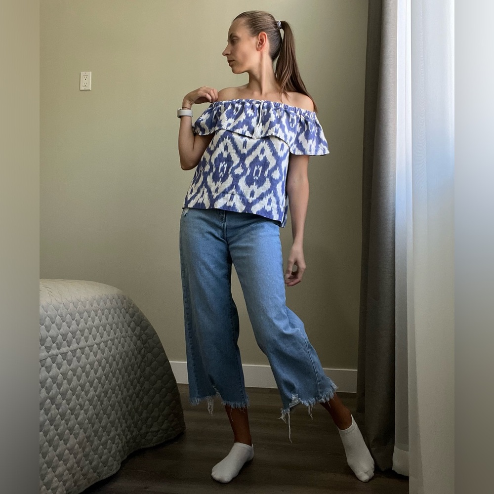 MADEWELL Off the Shoulder Balcony Ikat Top